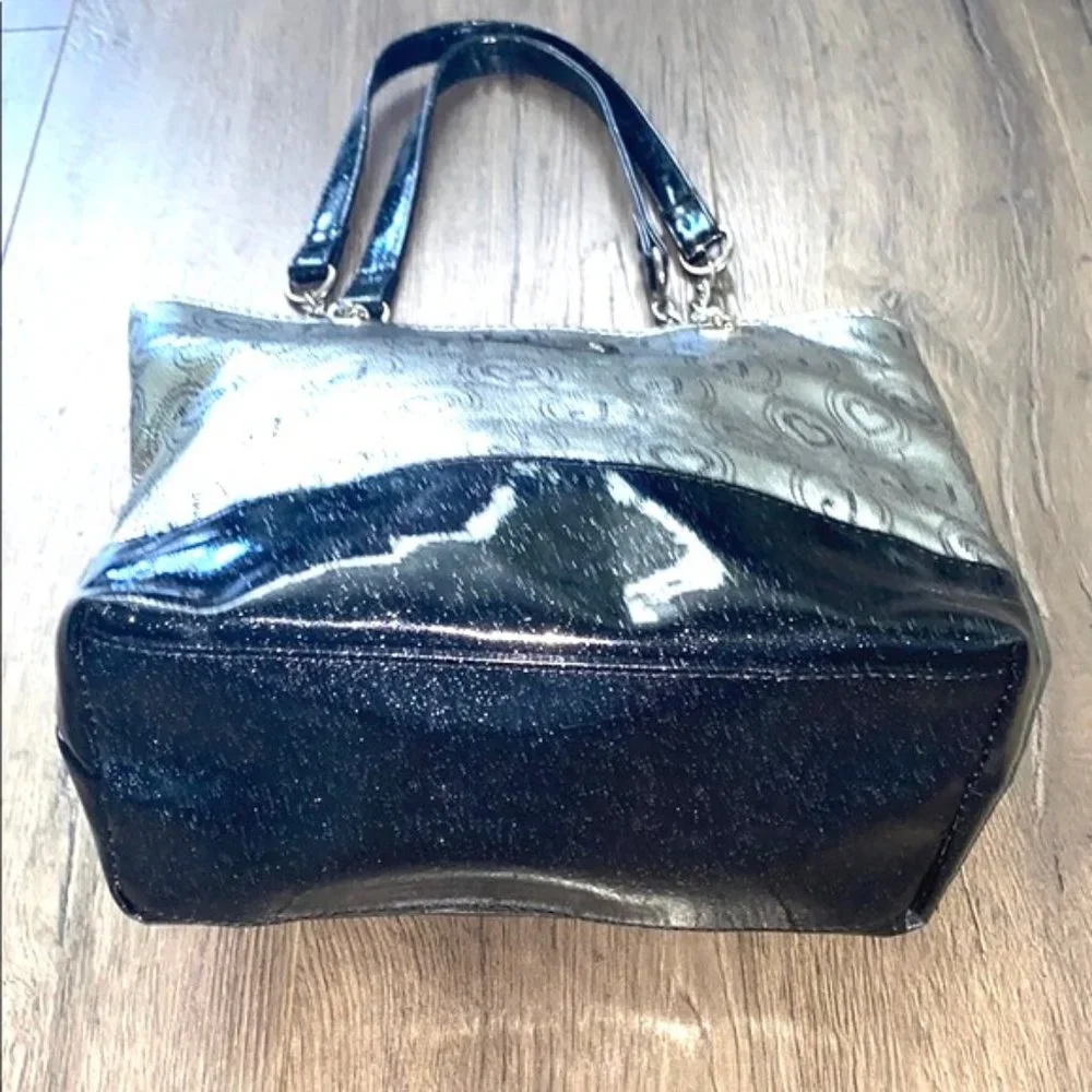 Justice Girls Black/Silver Logo Sparkly Tote
